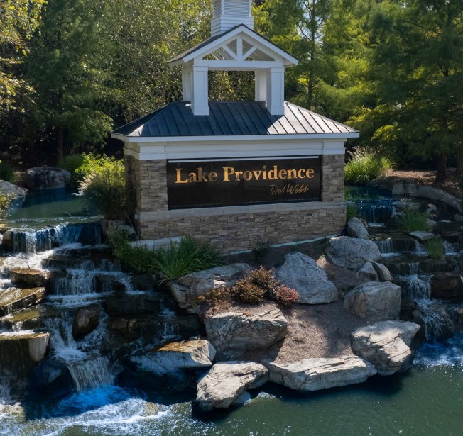 Community Signage with waterfall